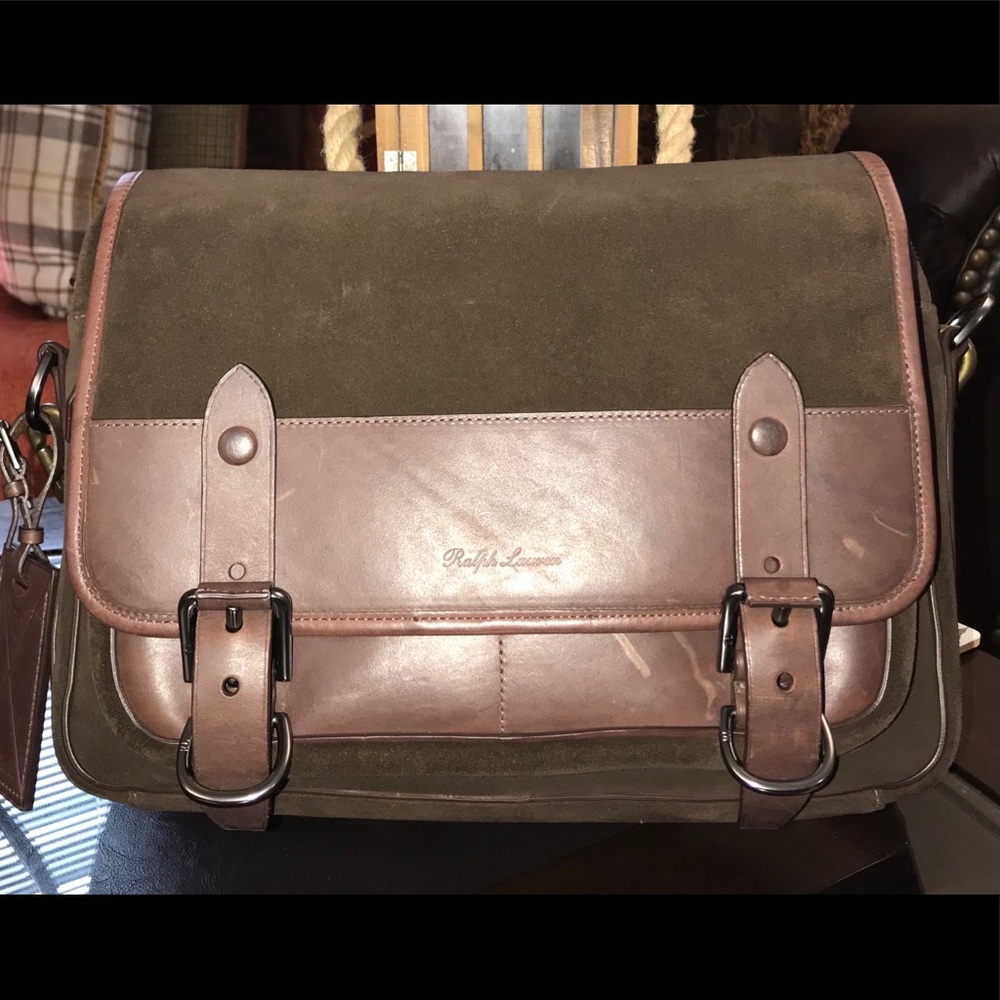 Ralph Lauren Leather Safari Shoulder Bag Brown